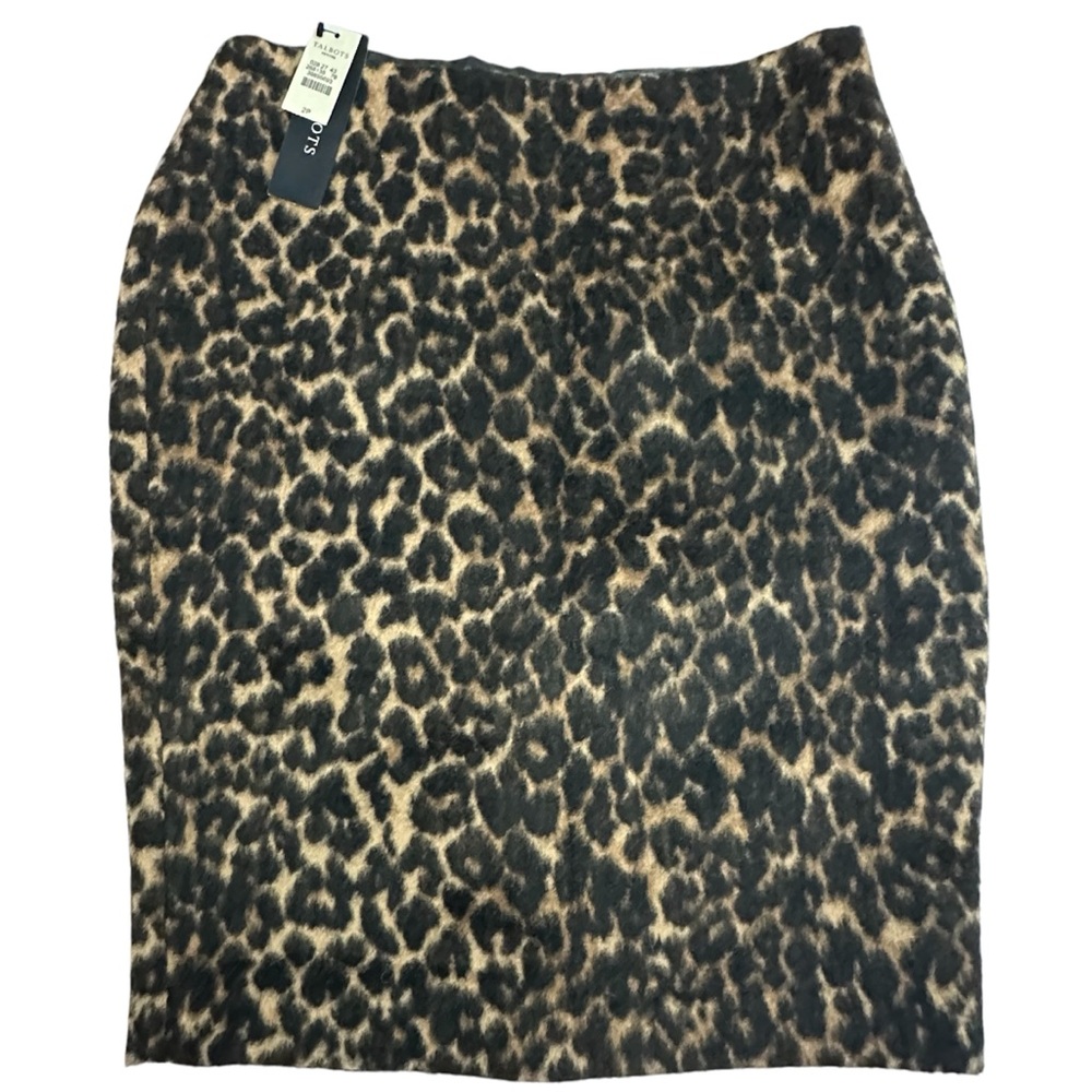 Talbots Leopard Print Pencil Skirt Wool Blend Size 2P Petite NWT - Picture 2 of 10